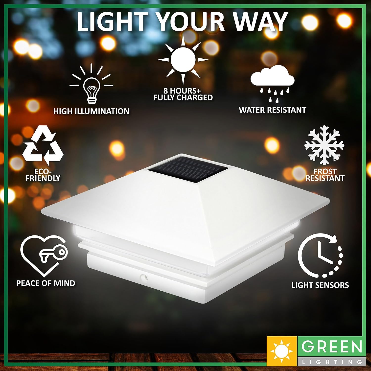 GreenLighting 12 Pack Gala Solar LED Post Lights Post Cap Slim Light for 4x4 Nominal Wood Posts (White)