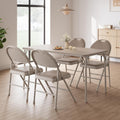 coucheta 5-Piece Rectangle Folding Table and Chairs Set, Foldable Portable Card Table and Chairs, Scratch & Stain Resistant Tabletop, for Dining Room, Living Room, Office, Camping, Gatherings, Beige