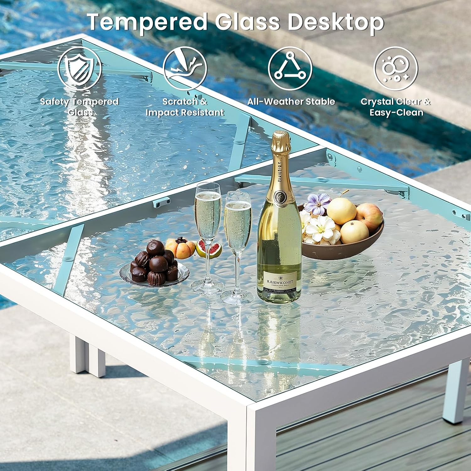 Jocoevol 7 Piece Patio Dining Sets for 6, Outdoor Table and Chairs Set with 59in Patio Dining Table and 6pcs Textilene Chairs, All Weather Furniture Set for Backyard Deck Garden