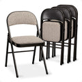 MECO 4 Pack Padded Folding Chairs, Cushioned Motif Fabric Foldable Chair, Cinnabar