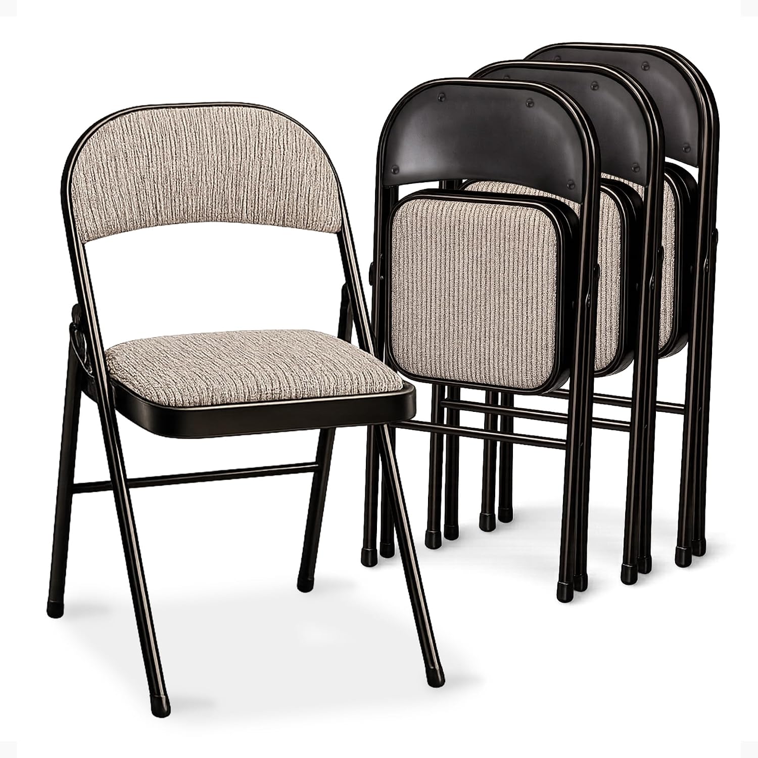 MECO 4 Pack Padded Folding Chairs, Cushioned Motif Fabric Foldable Chair, Cinnabar
