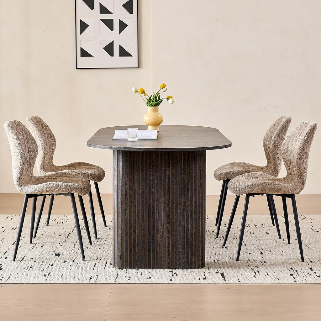 70.8' Oval Table for 4 6 Person, Modern Farmhouse Kitchen Dinner Table for Living Receiption Room, Black