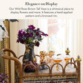 MACKENZIE-CHILDS Tall Enamel Vase, Unique Flower-Vase Decor for Living Room, Wild Rose Brown