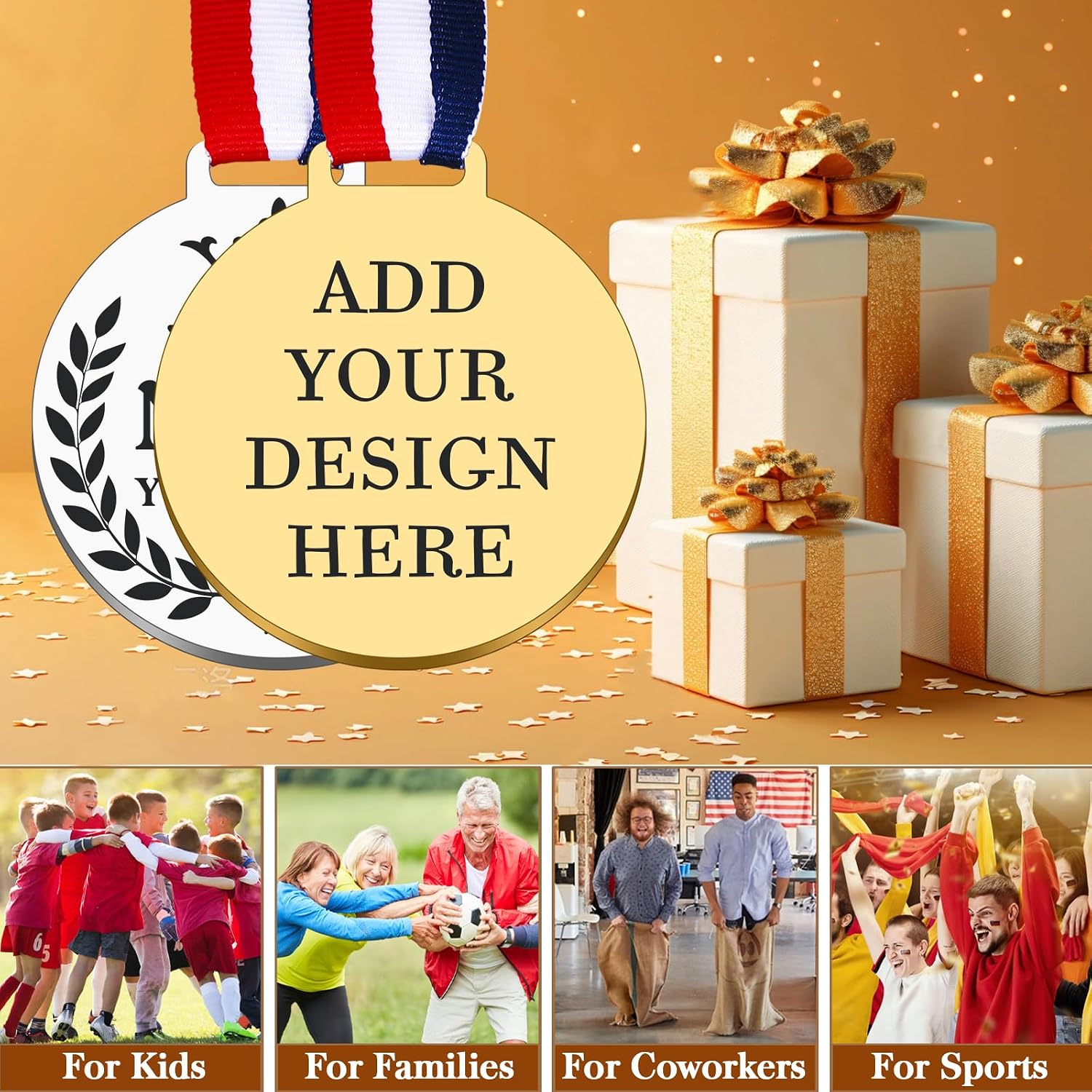 Custom Medals for Awards, Personalized Engraved Medals Bulk with Name Text, 1st 2nd 3rd Place Medal for School Family Sports Event Celebration Souvenirs, Competition Trophy Medal for Kids Adults