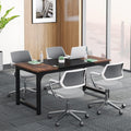 Tribesigns Conference Table, 63' W x 31.5' D Meeting Room Table Boardroom Desk for Office Conference Room, Splicing Board with Metal Frame, Rustic Brown/Black