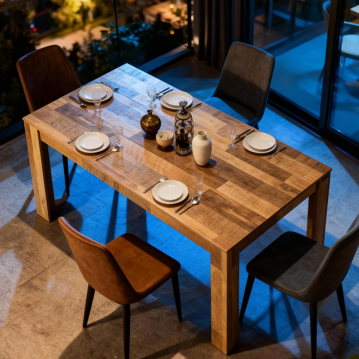 STHOUYN 71' 6ft Kitchen Dining Room Table for 6 8, Large Farmhouse Dinner Table, Wood Rectangular Long Tables for Big Family, Waterproof & Scratch Resistant (Brown)