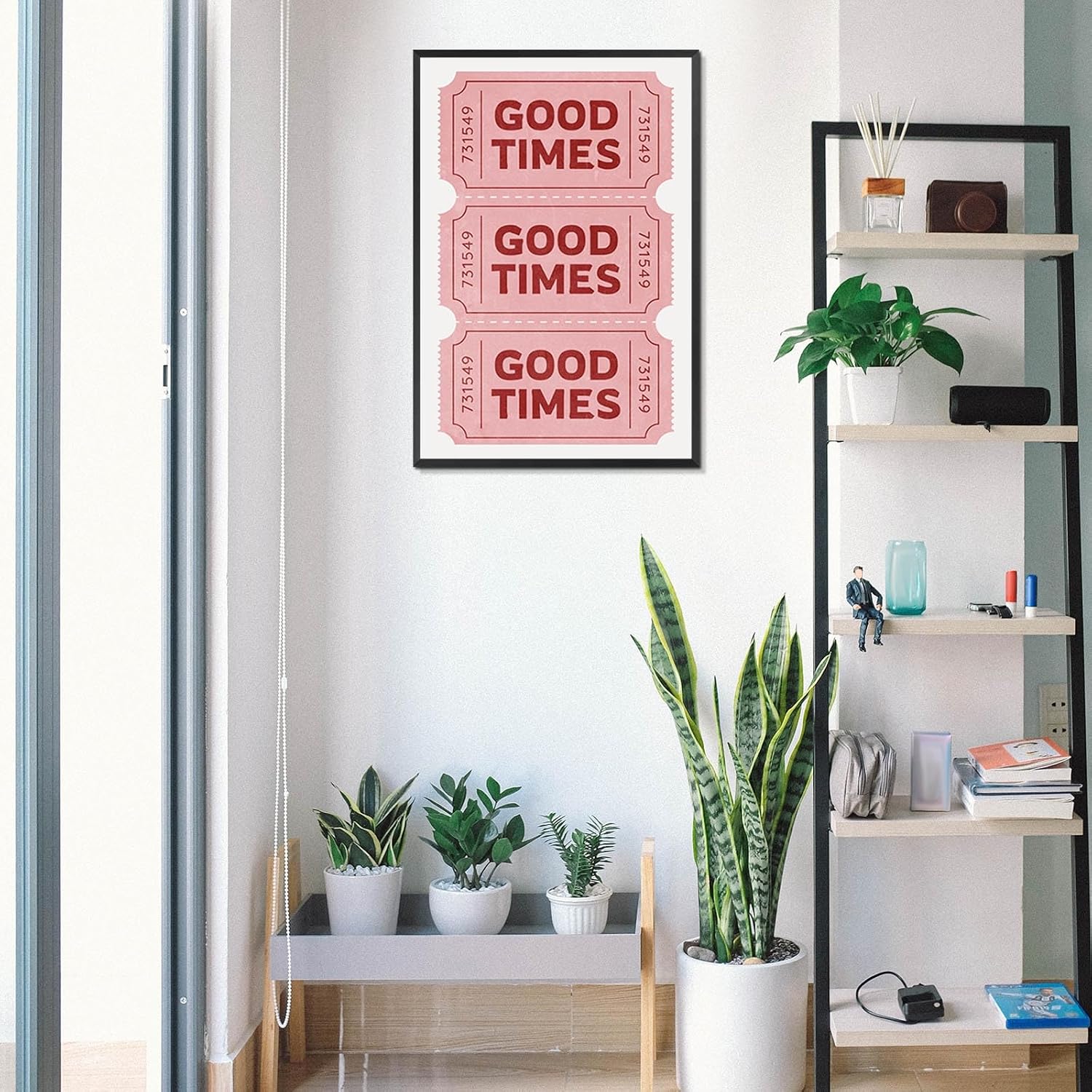 Vintage Pink Good Times Ticket Print Red Retro Pink Room Aesthetic Bathroom Canvas Wall Art Poster Trendy Pink White Pictures Ticket Wall Art For College Dorm Apartment Decor 24x36in Framed