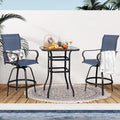 Shintenchi 3 Piece Patio Swivel Bar Stools Set, Outdoor Patio Bar Table and Chairs Set, All Weather Bar Height Chairs Set of 2, High Top Bistro Set Furniture for Balcony, Backyard, Garden, Deep Blue