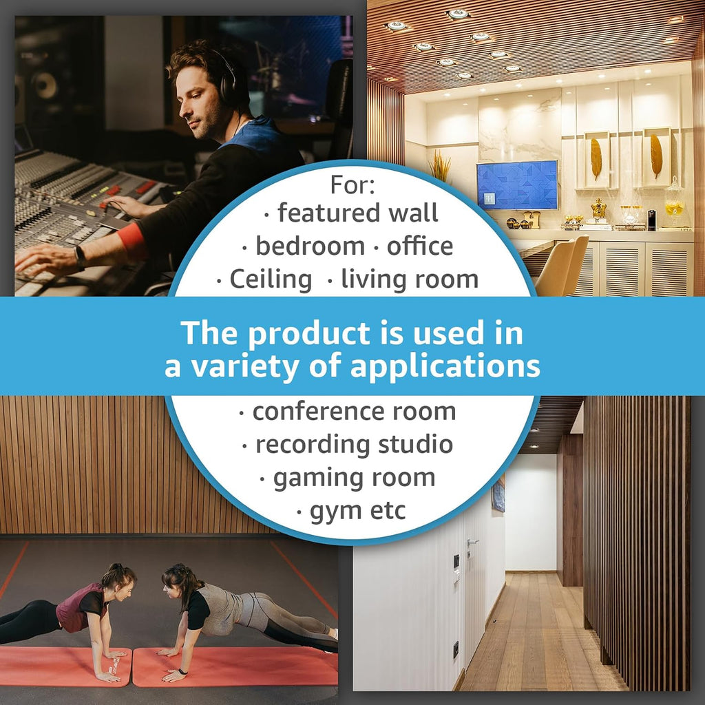 Art3d 2pcs-104 x 15.75in Slat Acoustic Panel for Wall and Ceiling, 3D Fluted Sound Absorbing Panel with Wood Finish, Teak