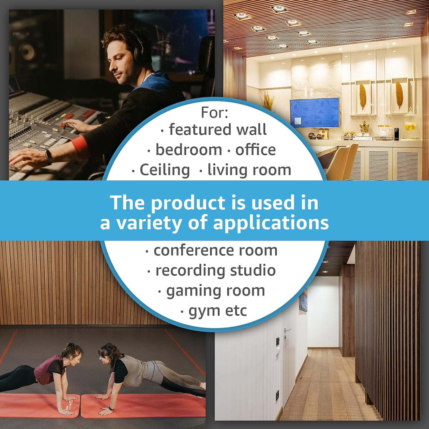 Art3d 2pcs-104 x 15.75in Slat Acoustic Panel for Wall and Ceiling, 3D Fluted Sound Absorbing Panel with Wood Finish, Teak
