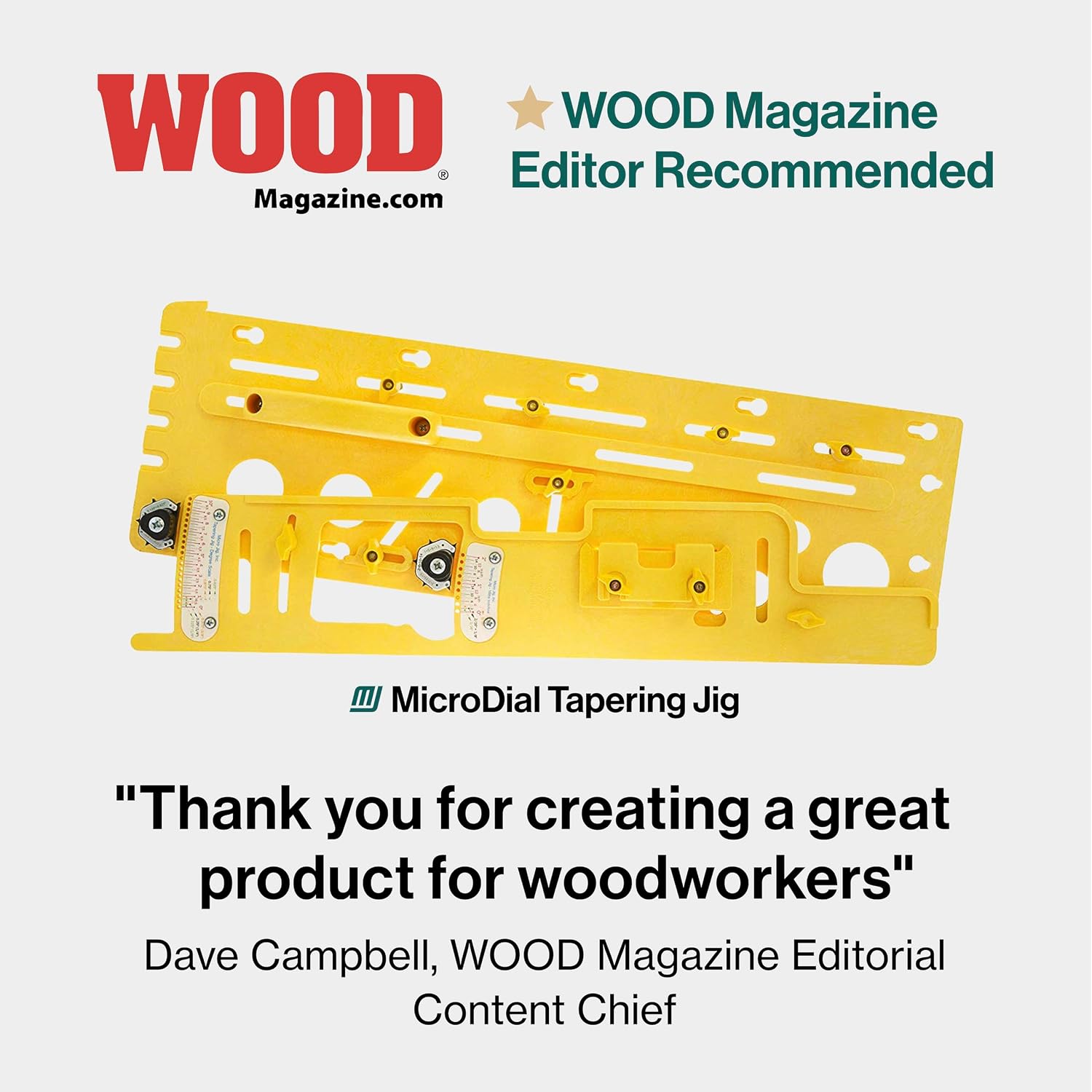 MICROJIG GRR-RIPPER Microdial Tapering Jig for Table and Band Saws, Taper Parts for Woodworking, TJ-5000, Yellow