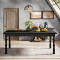 Tribesigns Wood Black Dining Table for 4-6 People, 62' Farmhouse Large Rectangle Kitchen Table, Modern Dinner Table Kitchen & Dining Room Furniture with Carved Turned Legs