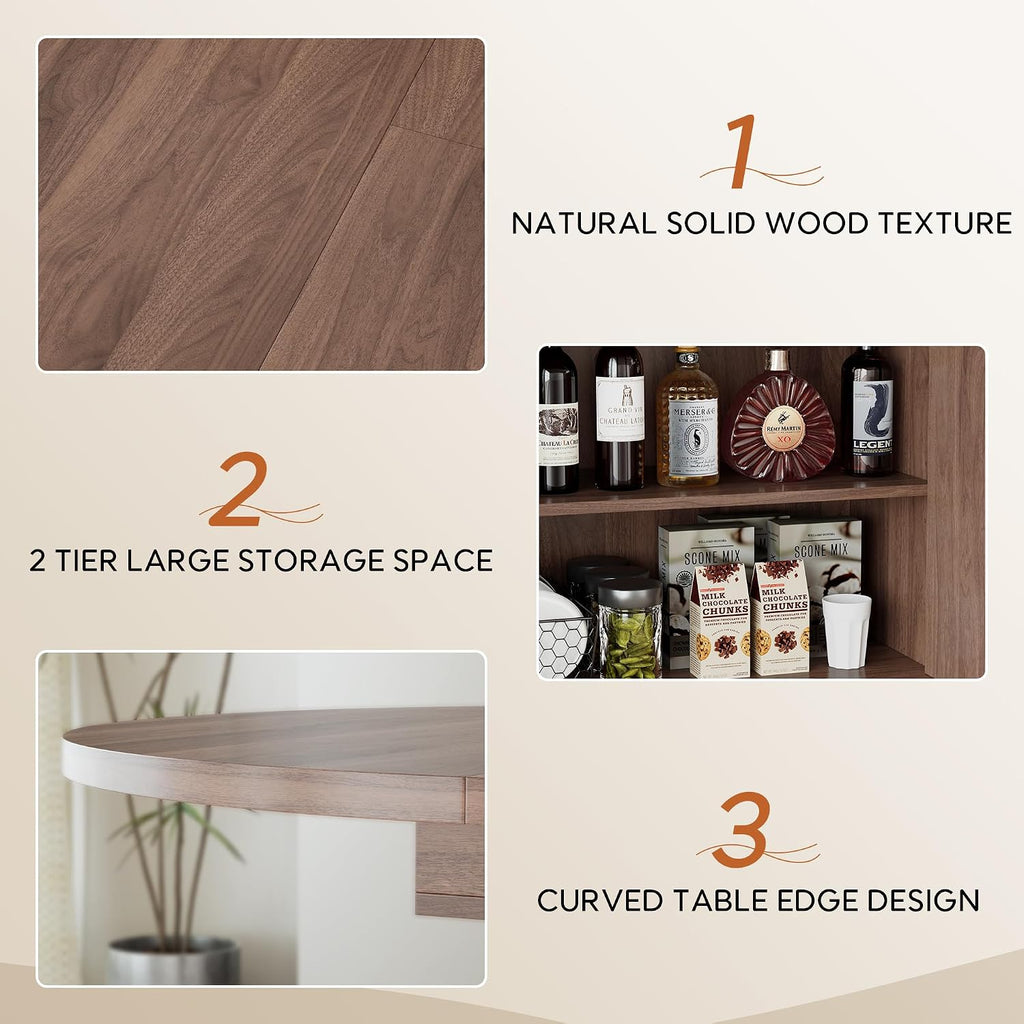 43.3in-59in Extendable Round Dining Table for 4-8, Modern Expandable Kitchen Oval Dining Table, Space Saving Circle Dining Room Table with Storage Shelf for Kitchen Living Room