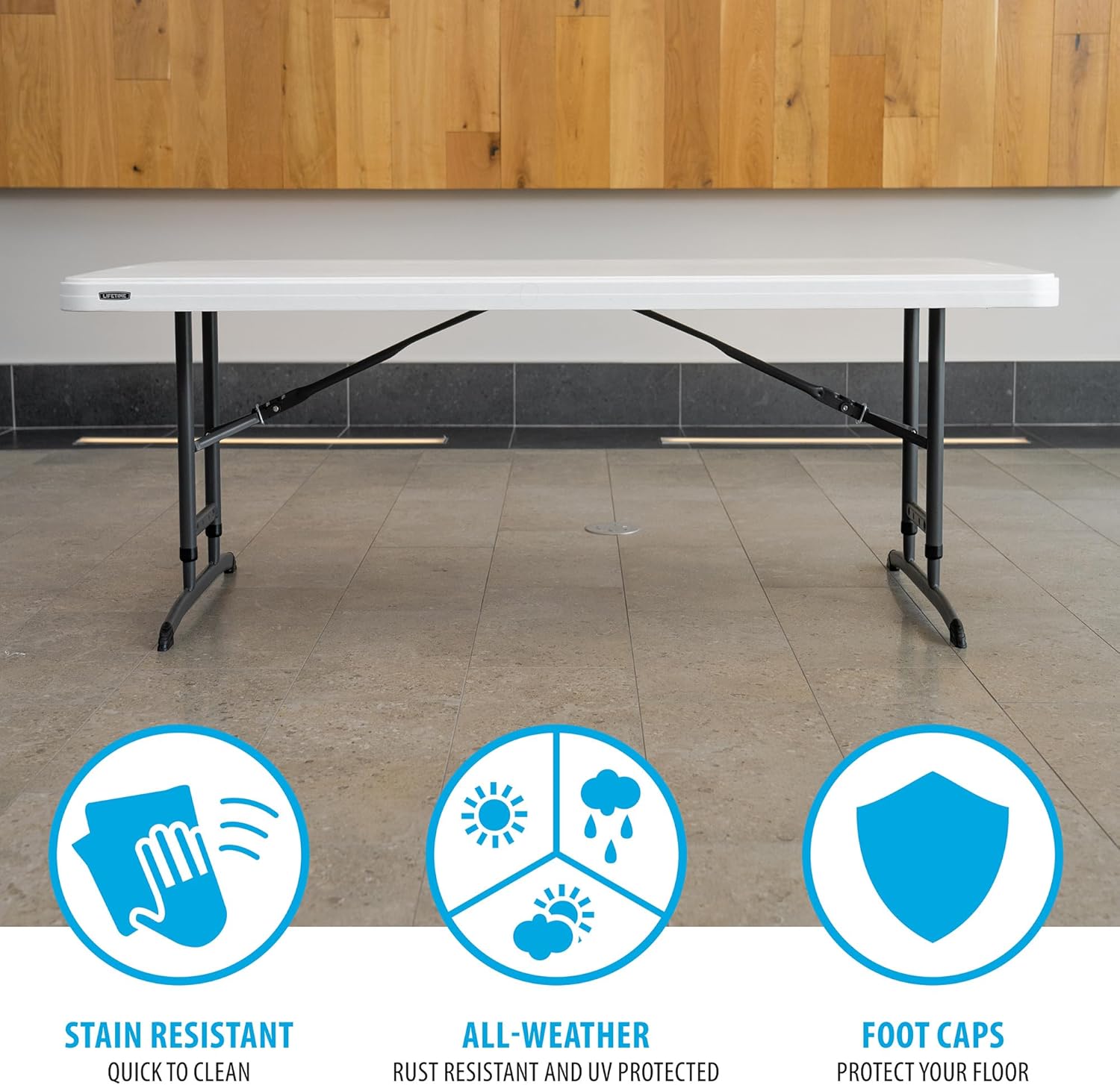 Lifetime 6-Foot Adjustable Height Nesting Table, Commercial, White Granite