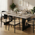 71' Long Dining Table for 6-10 People - Farmhouse Kitchen Table with Extra Thick Tabletop & Heavy-Duty Metal Legs, Sturdy Rectangular Table for Dining Room, Conference Room, Office, Grey + Black
