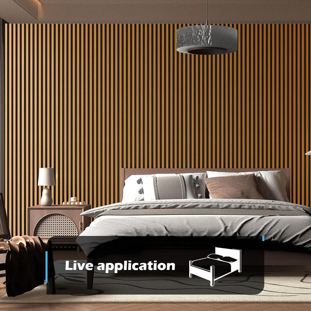 Art3d 2pcs-104 x 15.75in Slat Acoustic Panel for Wall and Ceiling, 3D Fluted Sound Absorbing Panel with Wood Finish, Teak