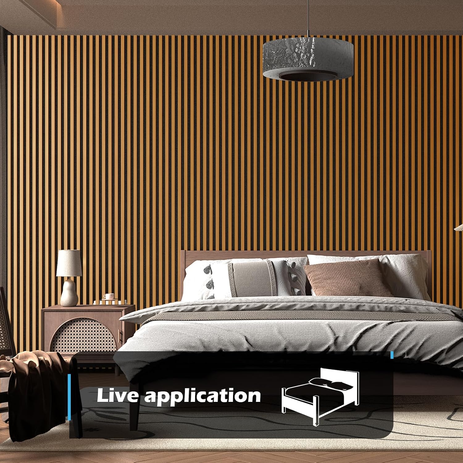 Art3d 2pcs-104 x 15.75in Slat Acoustic Panel for Wall and Ceiling, 3D Fluted Sound Absorbing Panel with Wood Finish, Teak
