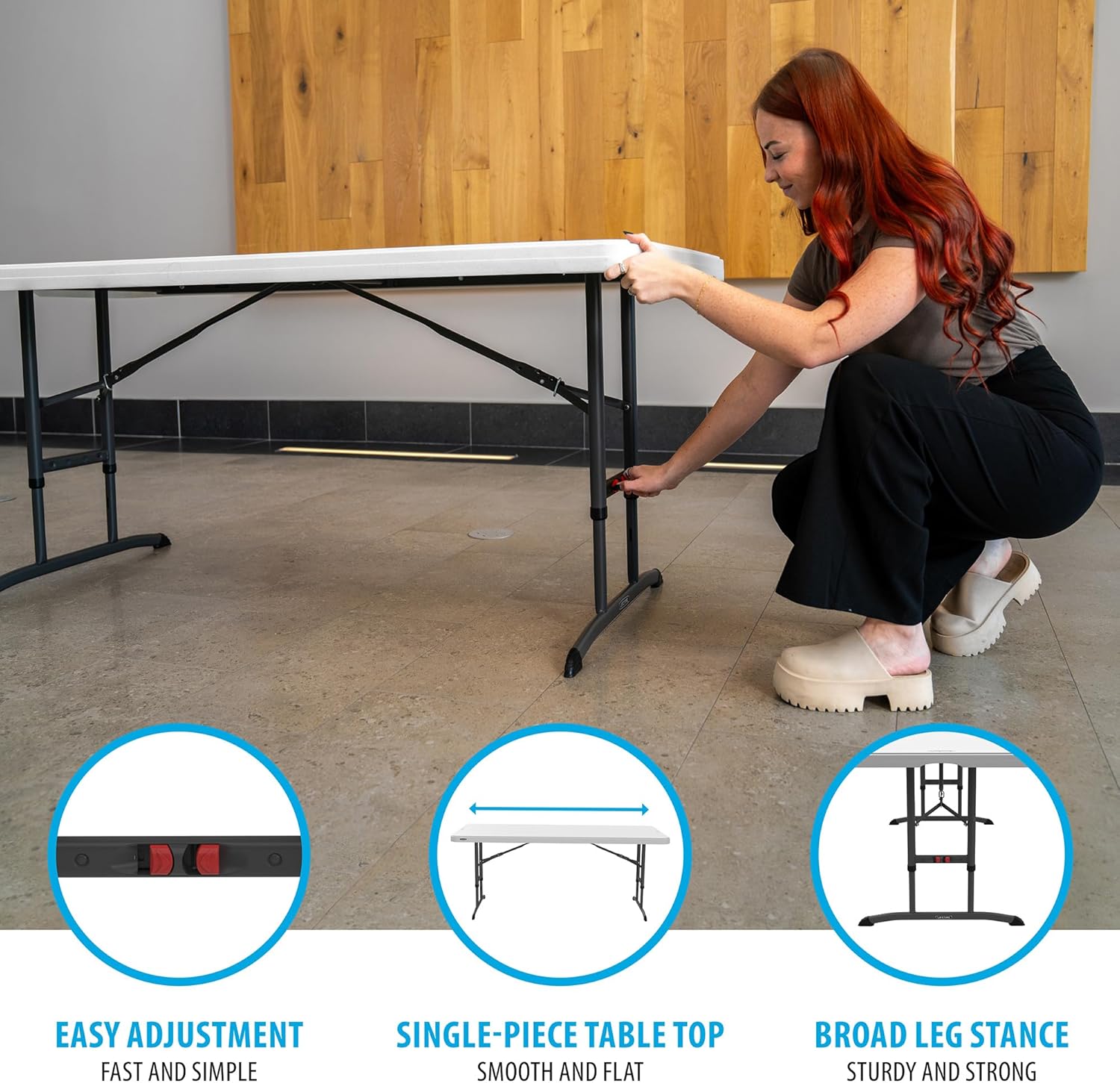 Lifetime 6-Foot Adjustable Height Nesting Table, Commercial, White Granite