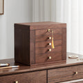 Black Walnut Wooden Jewelry Box Wood Jewelry Organizer with 2 Side Doors Mirror Lockable Classical Style for Watch Necklace Ring Earring Storage, Ideal Gift-5 Layer