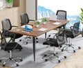 Tribesigns 6FT Conference Table, Rectangular Meeting Room Tables, Modern Industrial Seminar Table Boardroom Desk with Metal Legs for Office, 70.8'' L x 31.5'' W x 29.5'' H (Brown and Black)