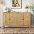 LKTART 59' Sideboard Buffet Cabinet with 4 Carved Doors,Farmhouse Accent Credenza Storage,Media Console Cabinet, for Entryway, Living&Dining Room