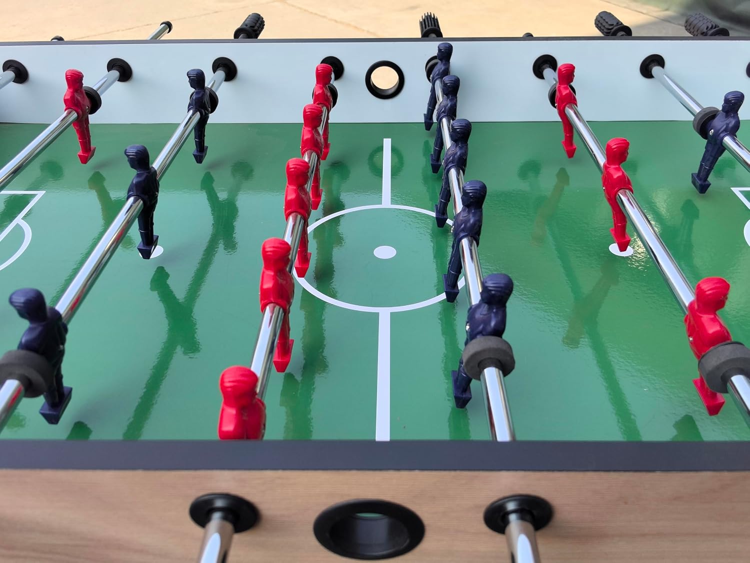 48'' Soccer Table, Large Size Foosball Game Table for Adult, Football Table with Cup Hloders & Sturdy Leg for Game Rooms & Parties, Light Brown