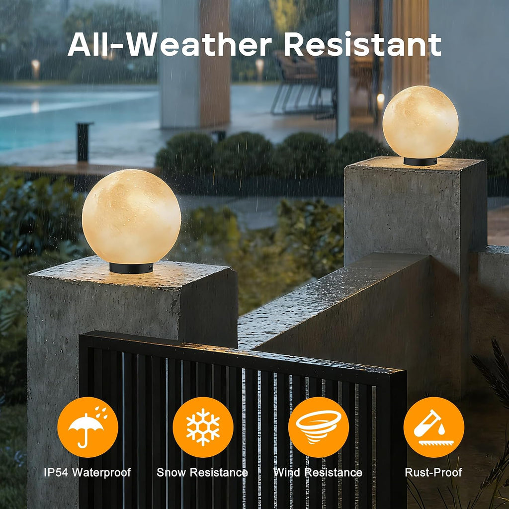 Solar Post Lights, IP54 Modern Pillar Light, Waterproof Column Lamp Outdoor, Dusk to Dawn Solar Post Cap Light with 3200K LED,Fence Deck Cap Lights for Garden Deck Patio Outside Lighting(Moon)