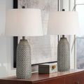 360 Lighting Arizona 27 1/2' Tall Modern Southwestern 3-Way Table Lamps Set of 2 Zig-Zag Black Beige Finish Fabric White Shade Living Room Bedroom Bedside Nightstand House Office Home Reading