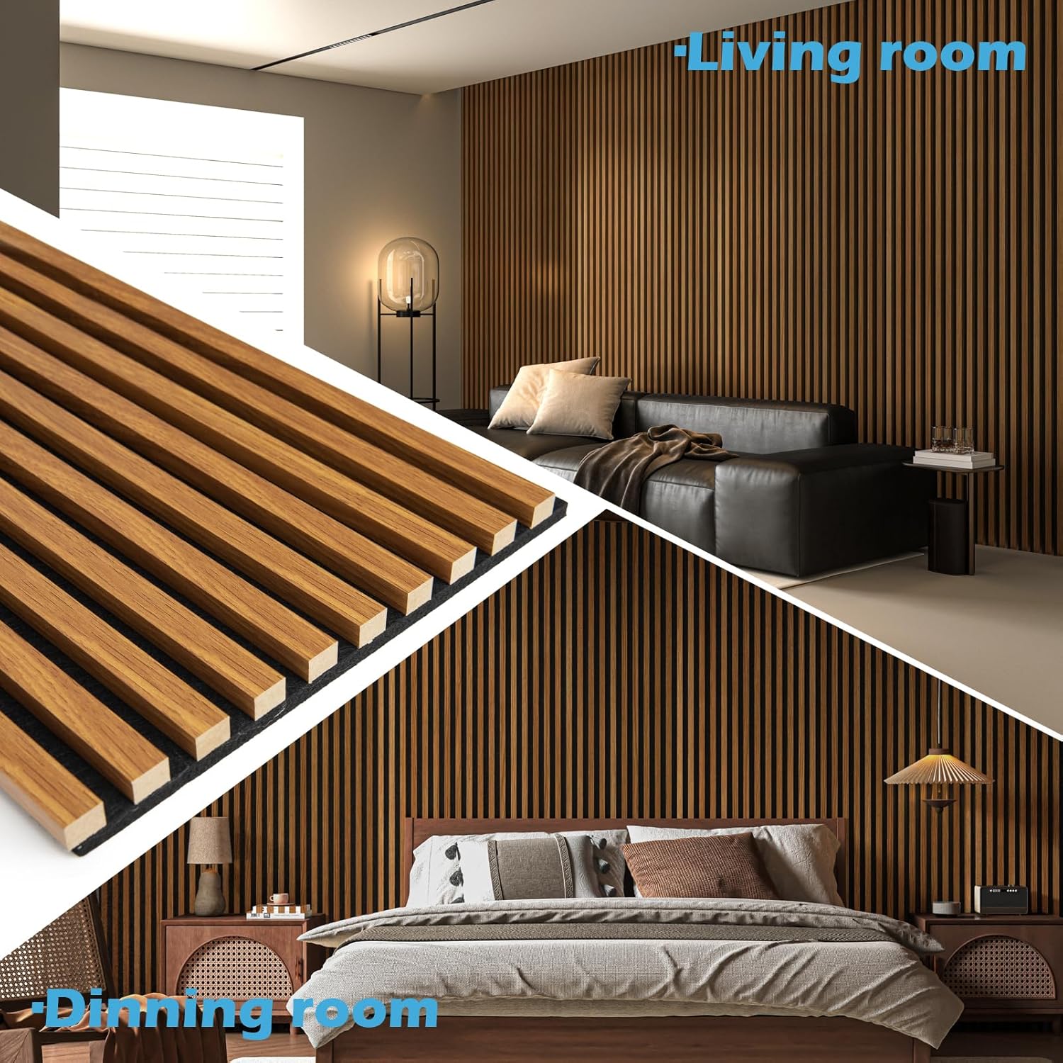 Art3d 4-Pack 108' x 12' Acoustic Wood Panels for Wall, Soundproof Wood Slat Panel for Wall and Ceiling, 3D Fluted Sound Absorbing Paneling for Interior Wall Decor, Living Room, Bedroom - Teak