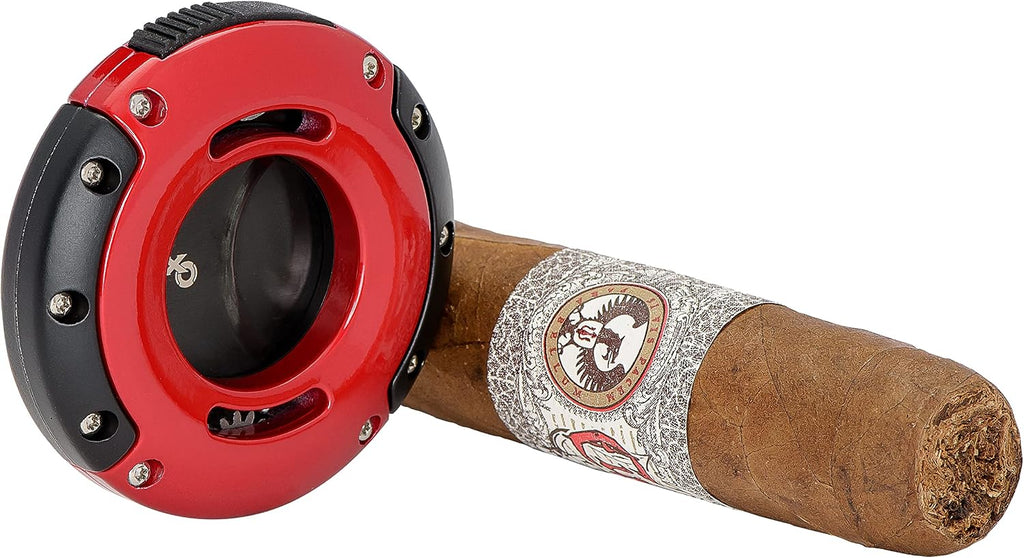 Xikar XO Double Guillotine Cigar Cutter, Dual Stainless Steel Blades, 64 RG, Black Blades (Black and Red)