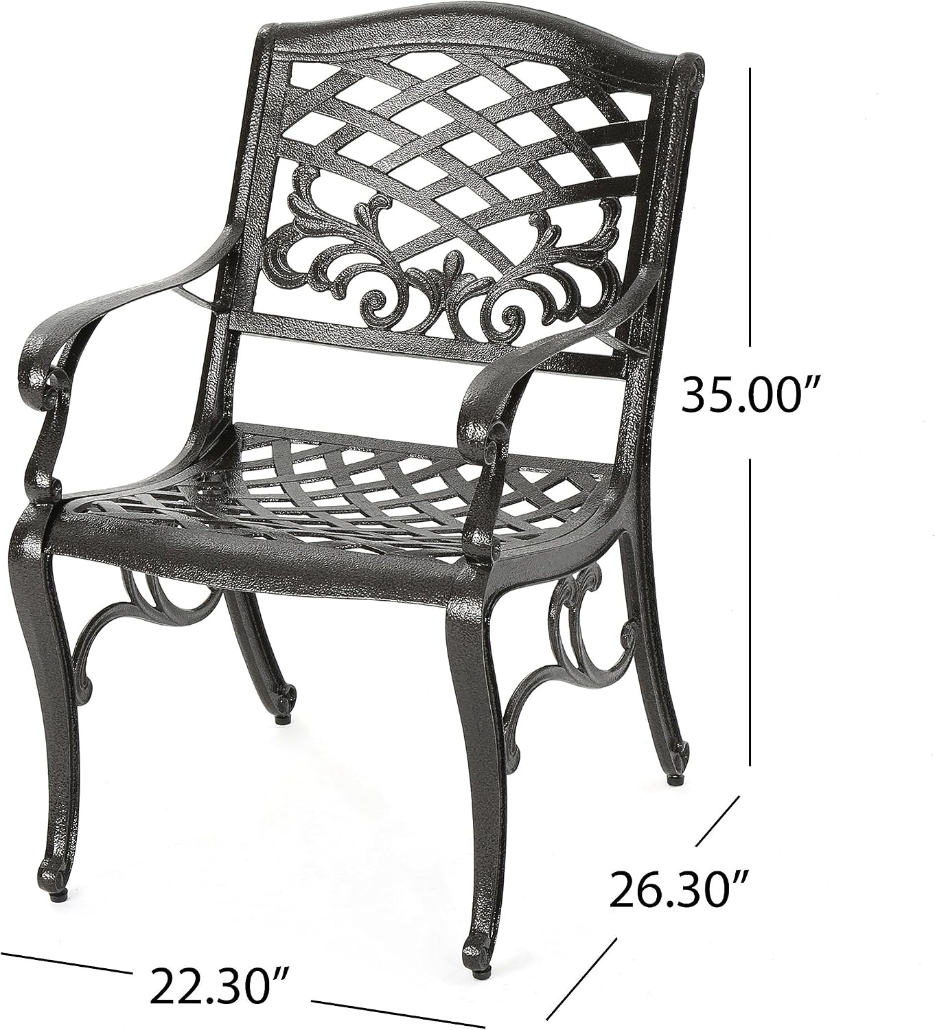 Christopher Knight Home Hallandale Outdoor Sarasota Cast Aluminum Rectangular Dining Set, 7-Pcs Set, Hammered Bronze