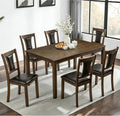 LUMISOL 7-Piece Modern Dining Table Set with Upholstered Chairs of 6, Wooden Rectangular Table for 6-8 People, Farmhouse Kitchen Set for Restaurant, Walnut