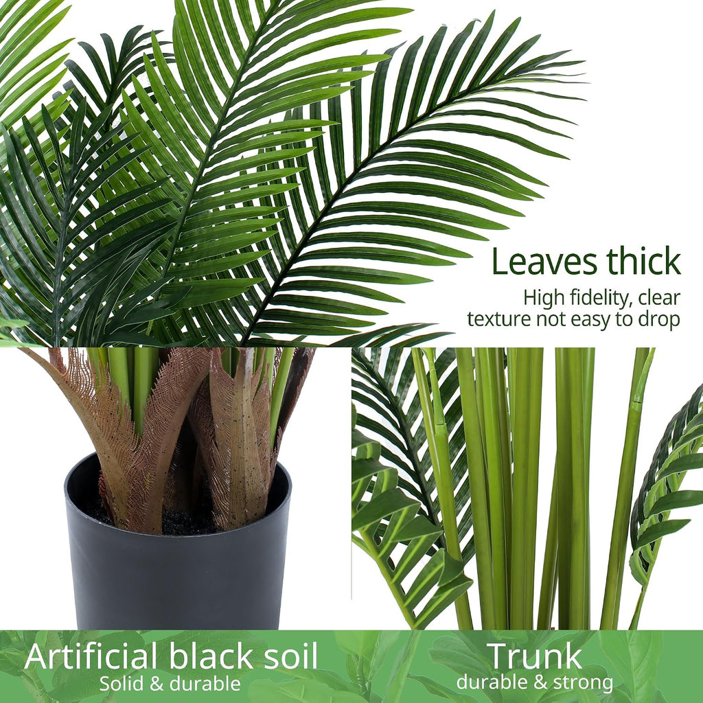 YEPDIN 6 Ft Artificial Tropical Palm Tree With 24 Removable Leaves - Large Faux Plant for Indoors and Outdoors, Silk Housewarming Gift, K185