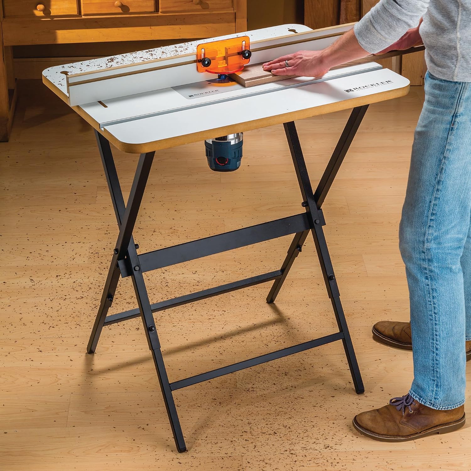 Complete Router Table Package - Lightweight & Sturdy Router Table Kit w/Powder-coated Black Steel Stand, Phenolic Plate, & More - Wooden Carpentry Tools & Accessories to Route w/Precision & Ease