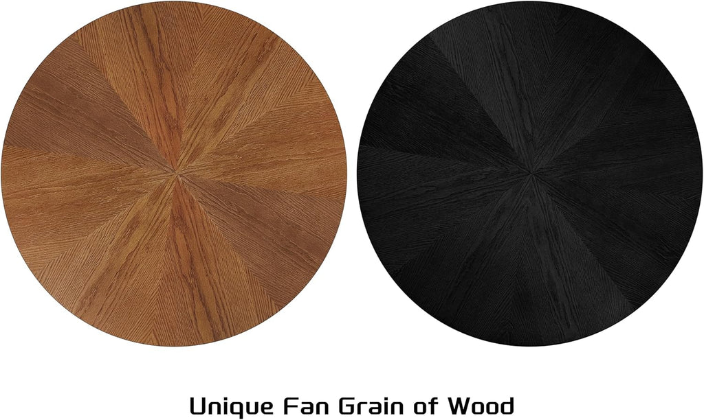 Solid Wood Round Dining Table for 4-6, Wooden Intersecting Pedestal Base, Rustic Round Dining Room Table for Home Dining Room, Kitchen, Living Room