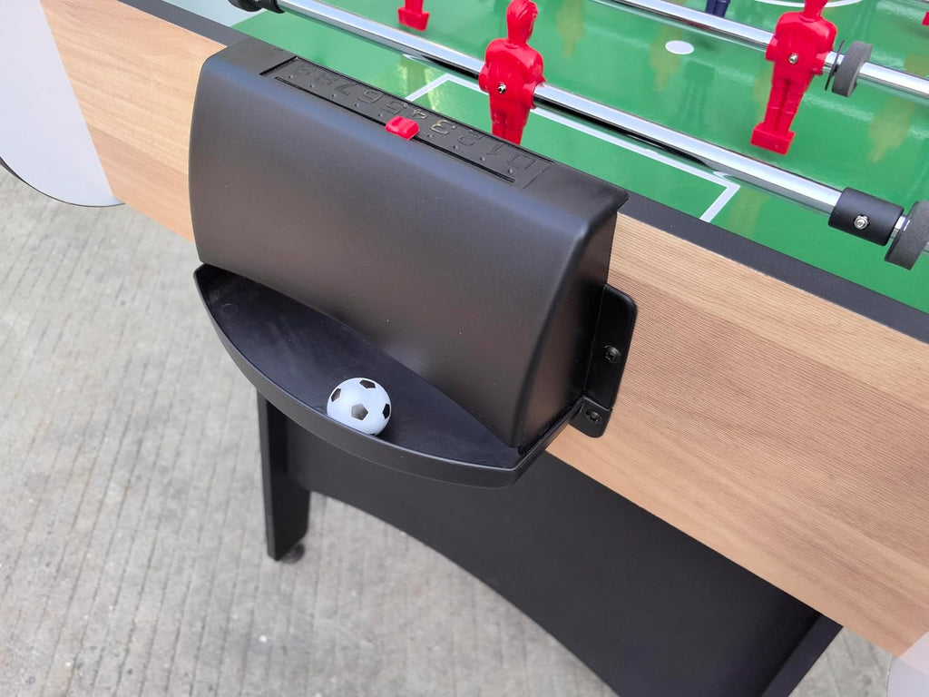 48'' Soccer Table, Large Size Foosball Game Table for Adult, Football Table with Cup Hloders & Sturdy Leg for Game Rooms & Parties, Light Brown
