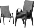 UDPATIO Patio Chairs Set of 6, Stackable Outdoor Dining Chairs with High Back, Breathable Textilene Fabric Outdoor Chair All Weather, 350LBS Capacity for Garden/Backyard (Dark Grey)