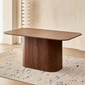 Large 63' Large Dining Table for 4 6, [Rounded Corners] [Grooved Pedestal Base] Modern Rectangle Kitchen Dinner Dining Living Room Table