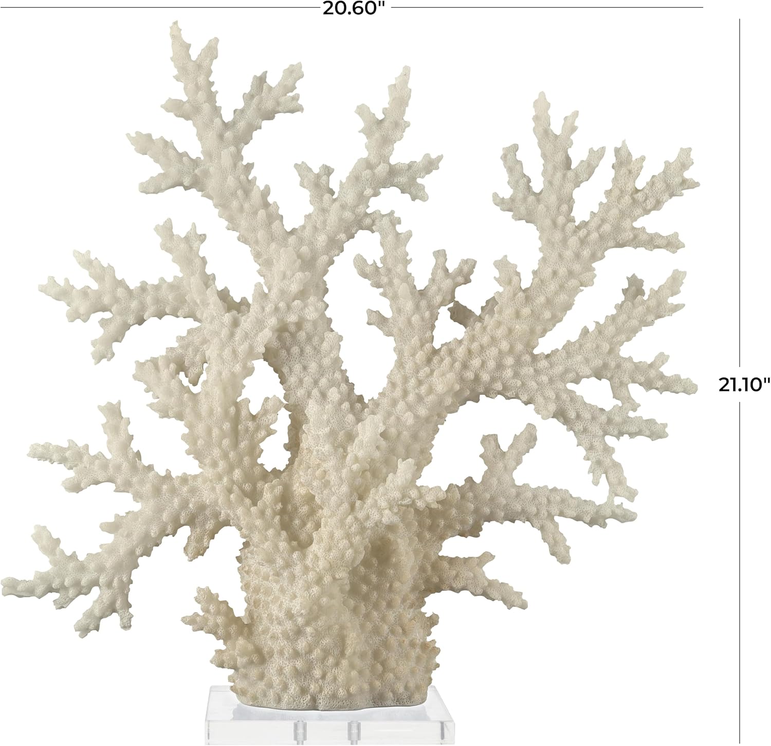 Deco 79 Polystone Coral Decorative Sculpture Home Decor Statue with Clear Acrylic Base, Accent Figurine 21' x 6' x 21', Cream