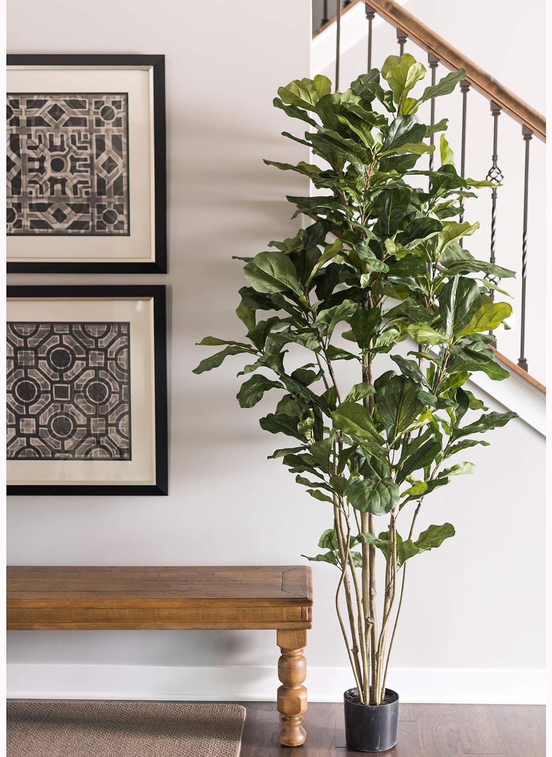 Vickerman Everyday 7' Artificial Potted Green Fiddle Tree with 240 Leaves - Lifelike Home Or Office Decor - Premium Faux Potted Tree - Maintenance Free