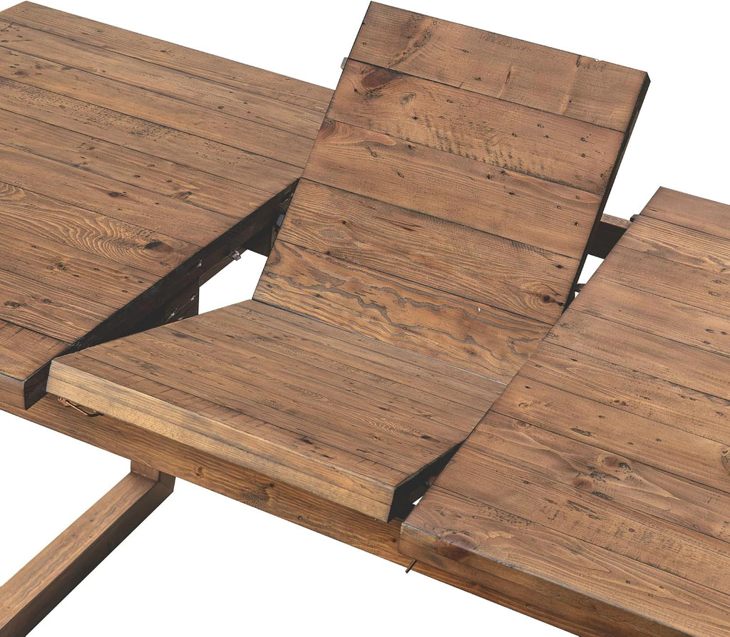 55-70.5' Extendable Dining Table Pine Expandable Dining Room Table for 4 6 8 People Large Rectangle Table Space Saving for Dining Room Living Room Home Office，Walnut