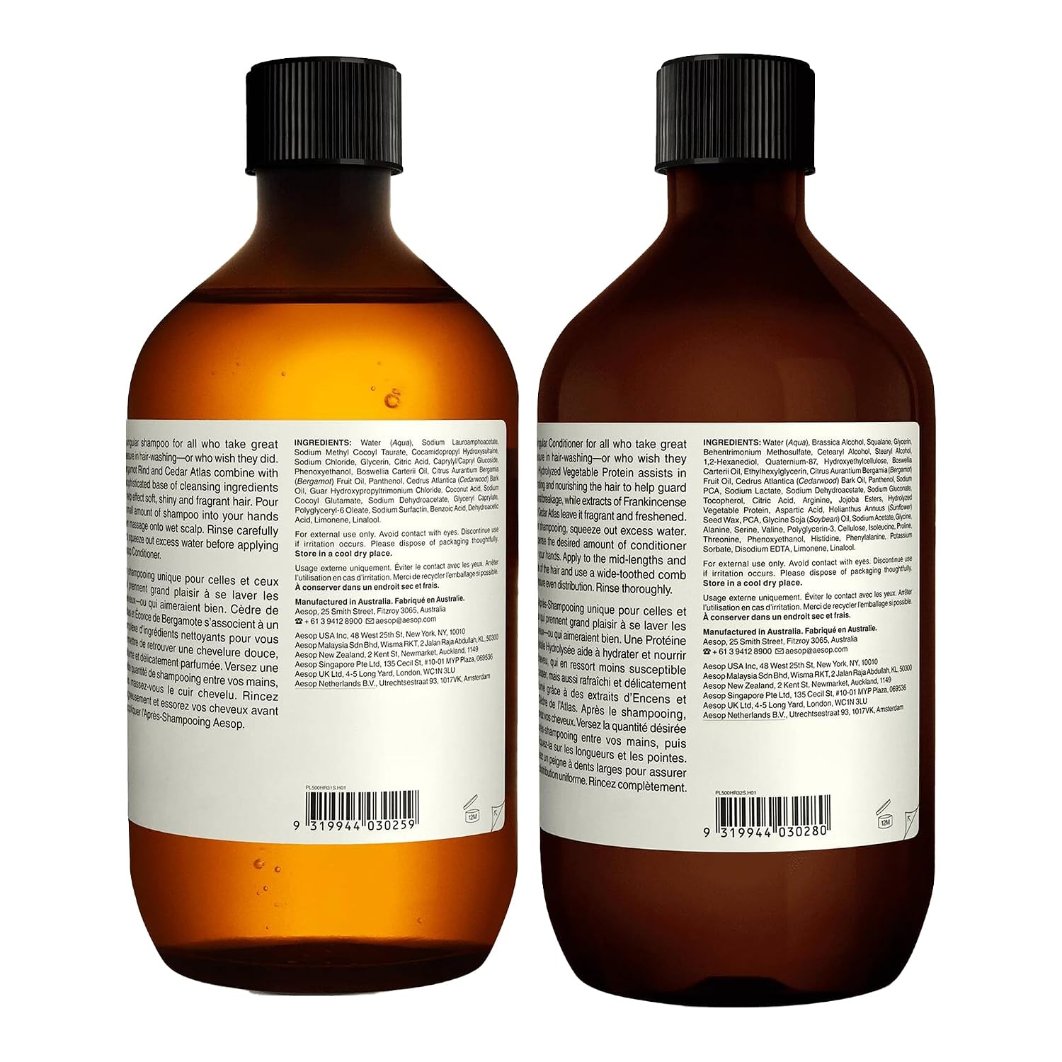 Aesop Shampoo and Conditioner Refill Set for All Hair Types | Purifying & Hydrating Hair Care Duo with Bergamot Rind, Frankincense & Cedar Atlas | Gentle & Color-Safe | 16.9 oz (Set of 2)