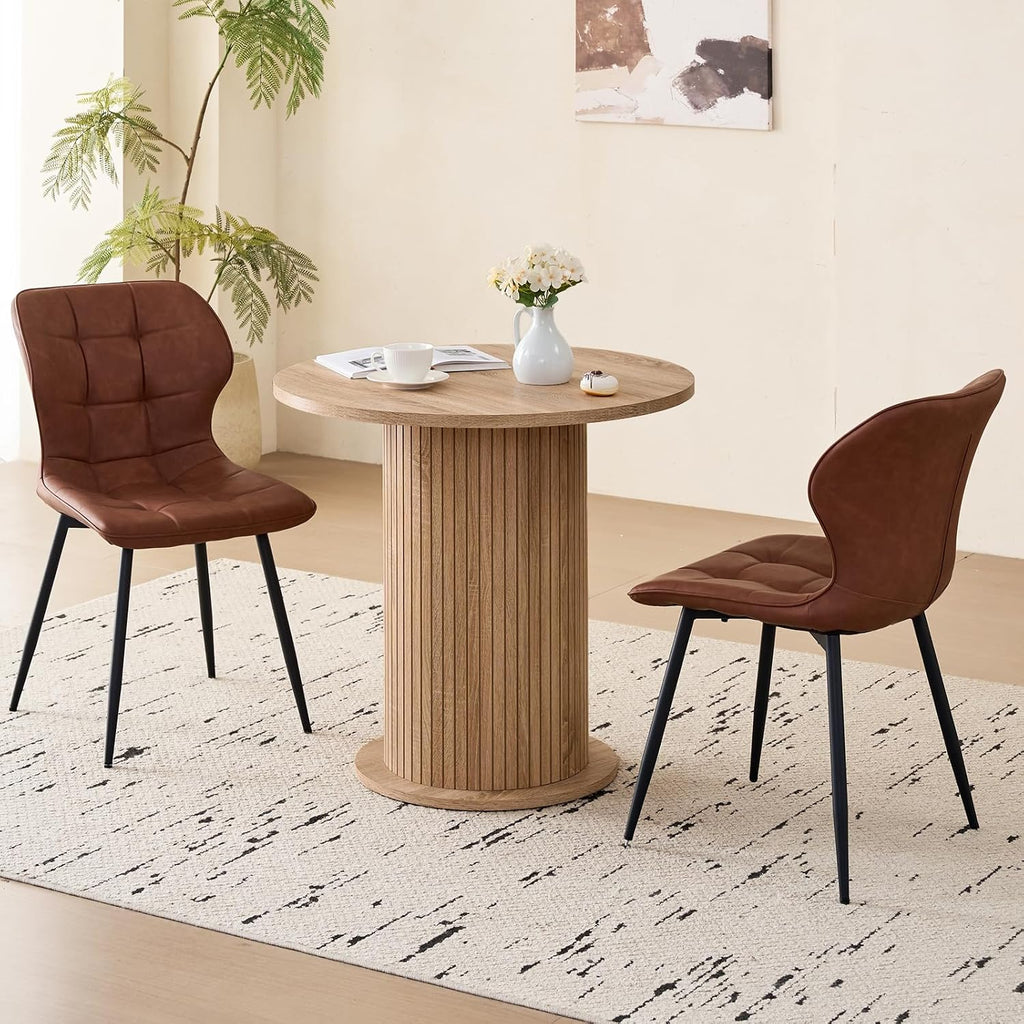 31.5' Round Dining Table for 2, Modern Small Pedestal Kitchen Table, Space Saving, for Apartment Dining Living Room
