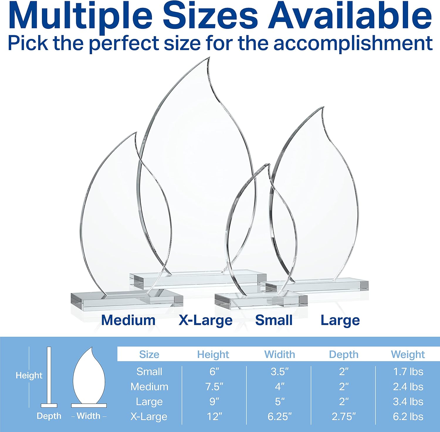 Crystal Flame-Shaped Personalized Achievement Award Trophy – Custom Engraved Glass Plaque for Employee Recognition, Retirement, Appreciation, or Years of Service (Flame Plaque, 7.5' H)
