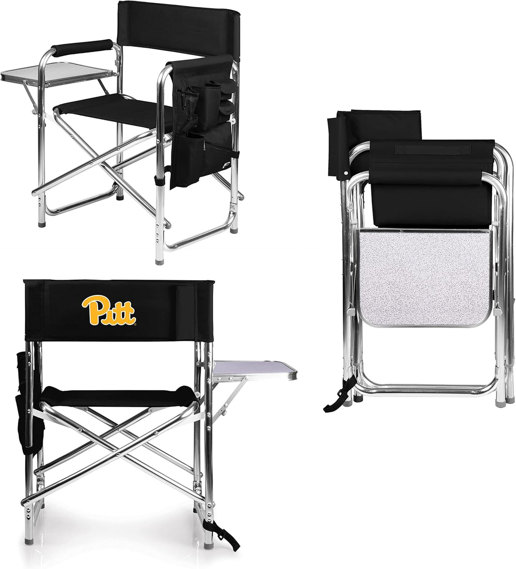 PICNIC TIME NCAA Alabama Crimson Tide Sports Chair with Side Table, Beach Chair, Camp Chair for Adults, (Black)