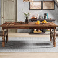 Tribesigns 62' Farmhouse Dining Table for 4-6 People, Large Rectangle Kitchen Table, Dinner Table Kitchen & Dining Room Furniture with Carved Turned Legs
