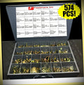 Grade 8 Hex Bolts, Nuts & Washers Assortment Kit COARSE Thread - 574 Pieces! Set #RD-4229FST Warranity by Pr-Mch