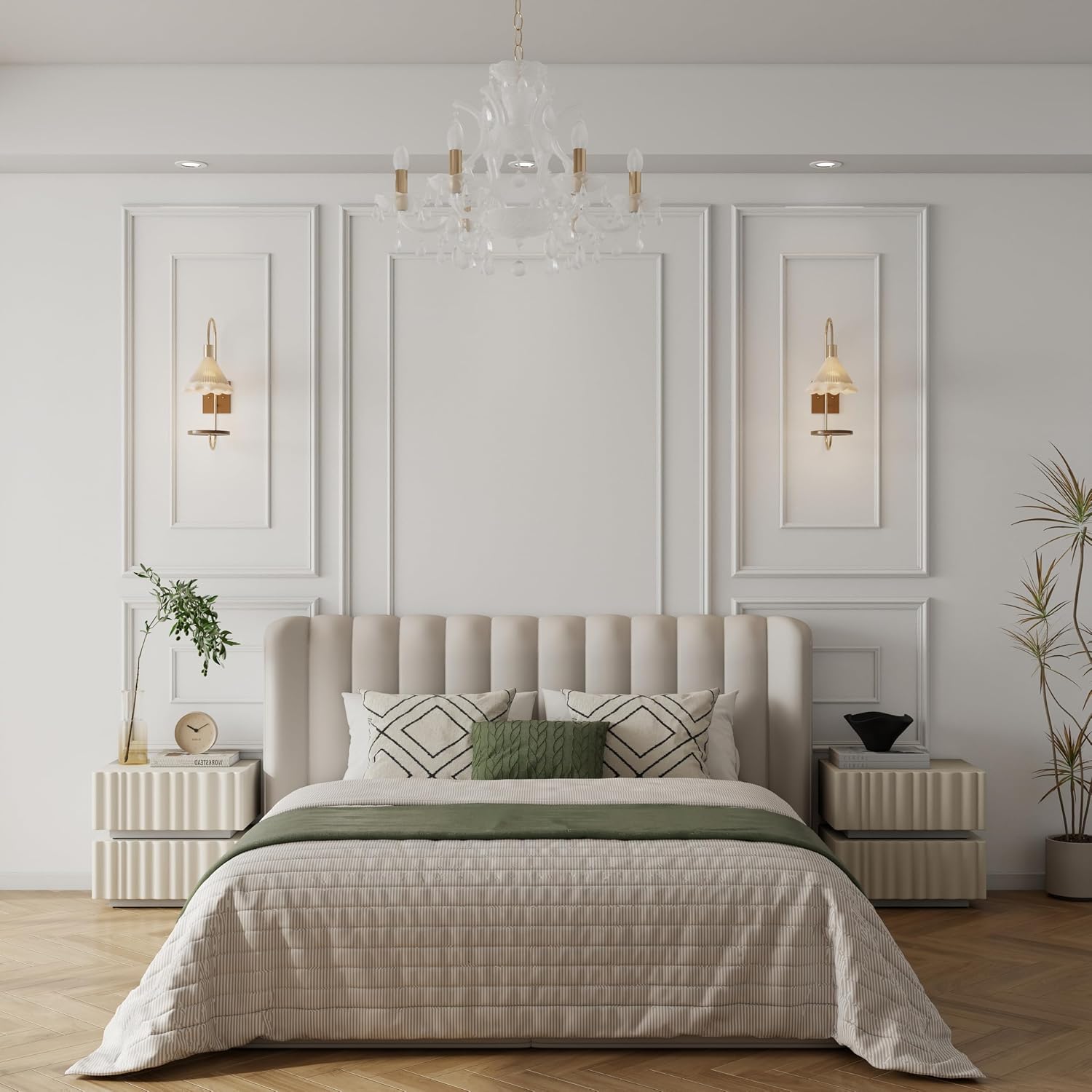 Pangda 3 Set Peel and Stick Wall Molding Kit Inner and Outer Layer Style Premade Wainscoting Panel for Interior Wall Moulding Decor Accent Wall Molding (24x48inch+48x 72inch)
