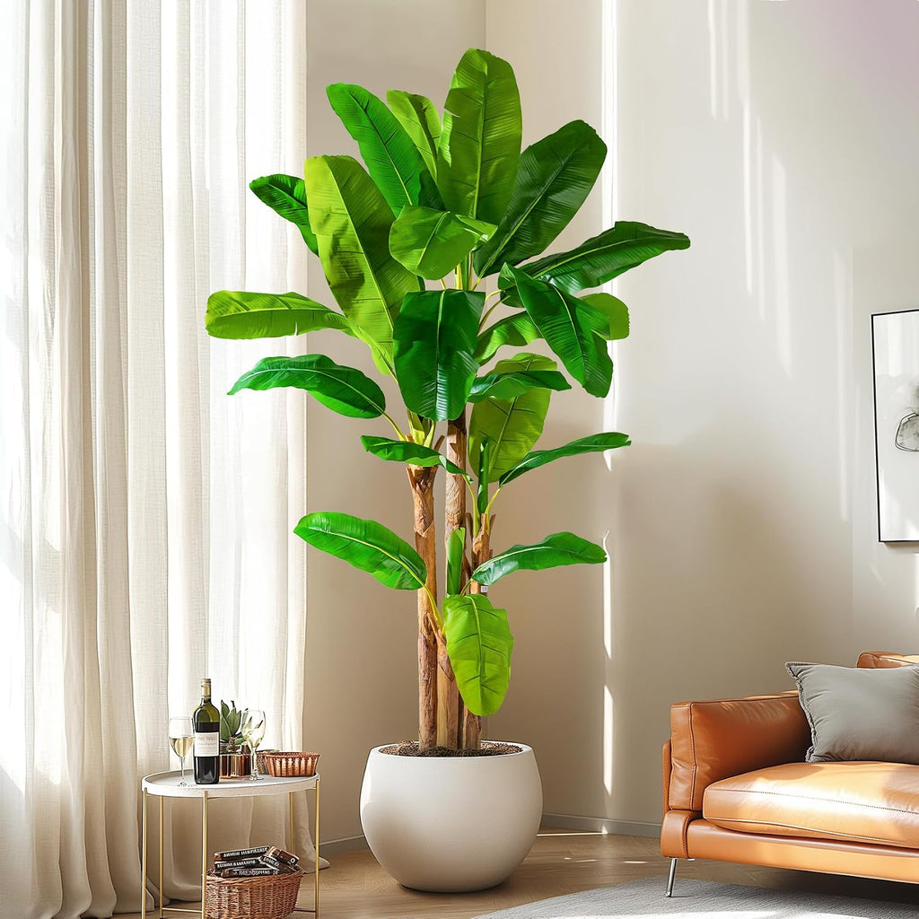 Erimda 8.2FT Artificial Banana Tree Tall Fake Banana Leaf Plant Faux Banana Silk Tree Faux Banana Leaves for Home Swimming Pool Indoor Outdoor Patio Tropical Decor