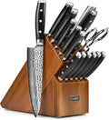 Enso HD 16 Piece Knife Set - Made in Japan - VG10 Hammered Damascus Stainless Steel with Acacia Block